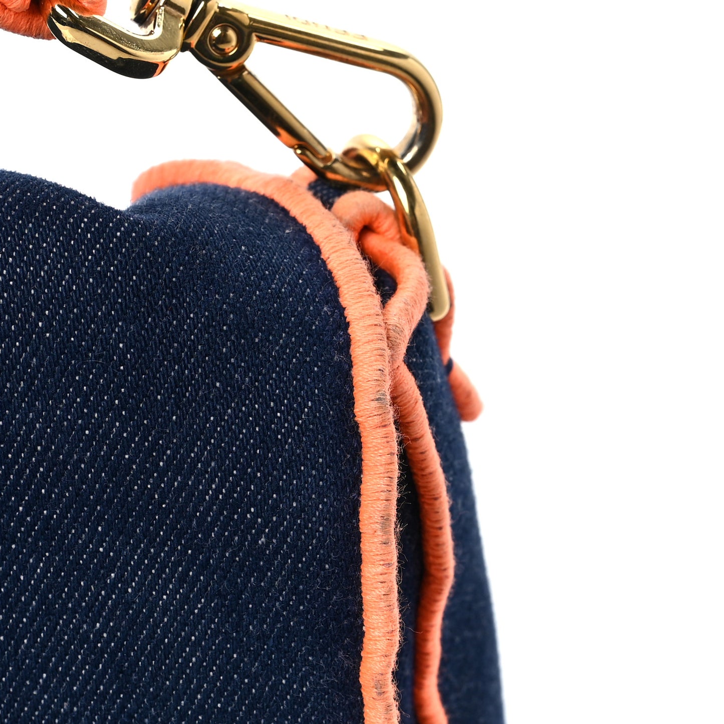 Denim Large Baguette Blue Arancio Fluo