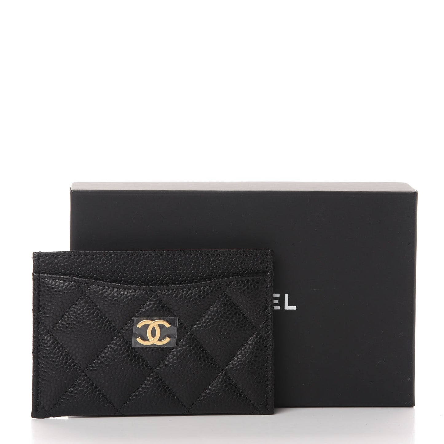 Caviar Quilted Flap Card Holder Black
