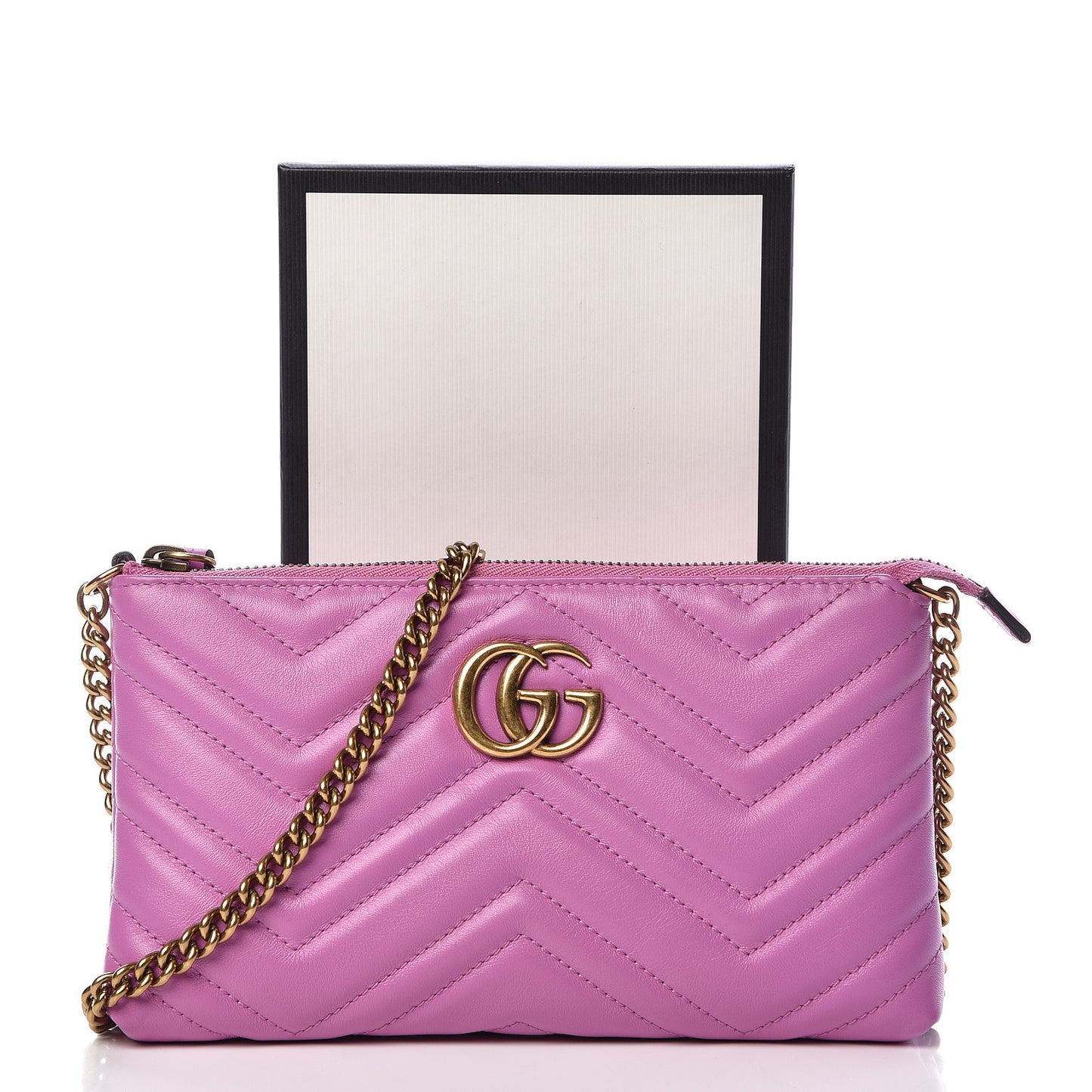 Calfskin Matelasse Mini GG Marmont Chain Bag Candy Mousse
