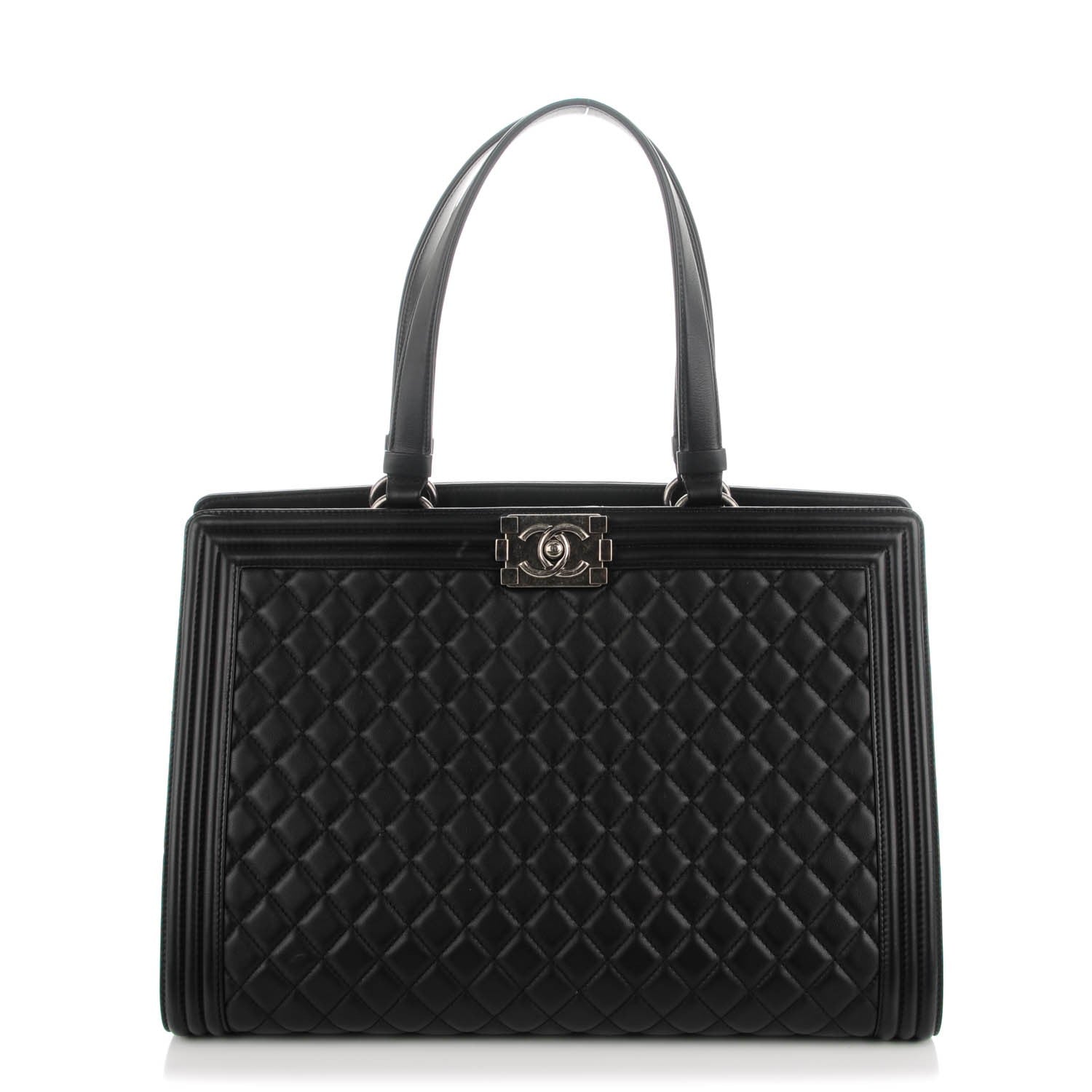 Chanel Lambskin Quilted Boy Shopping Tote Black 1 of 8