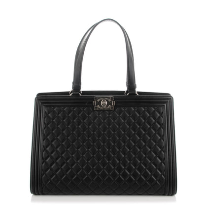 Chanel Lambskin Quilted Boy Shopping Tote Black 1 of 8