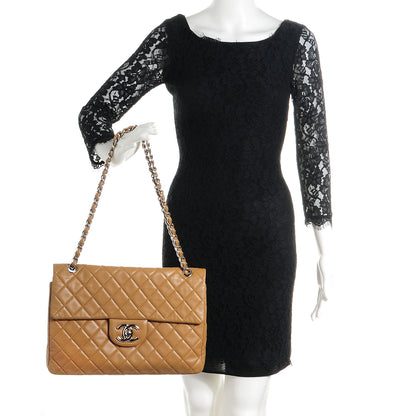 Chanel Lambskin Quilted Maxi Single Flap Dark Beige 2 of 8