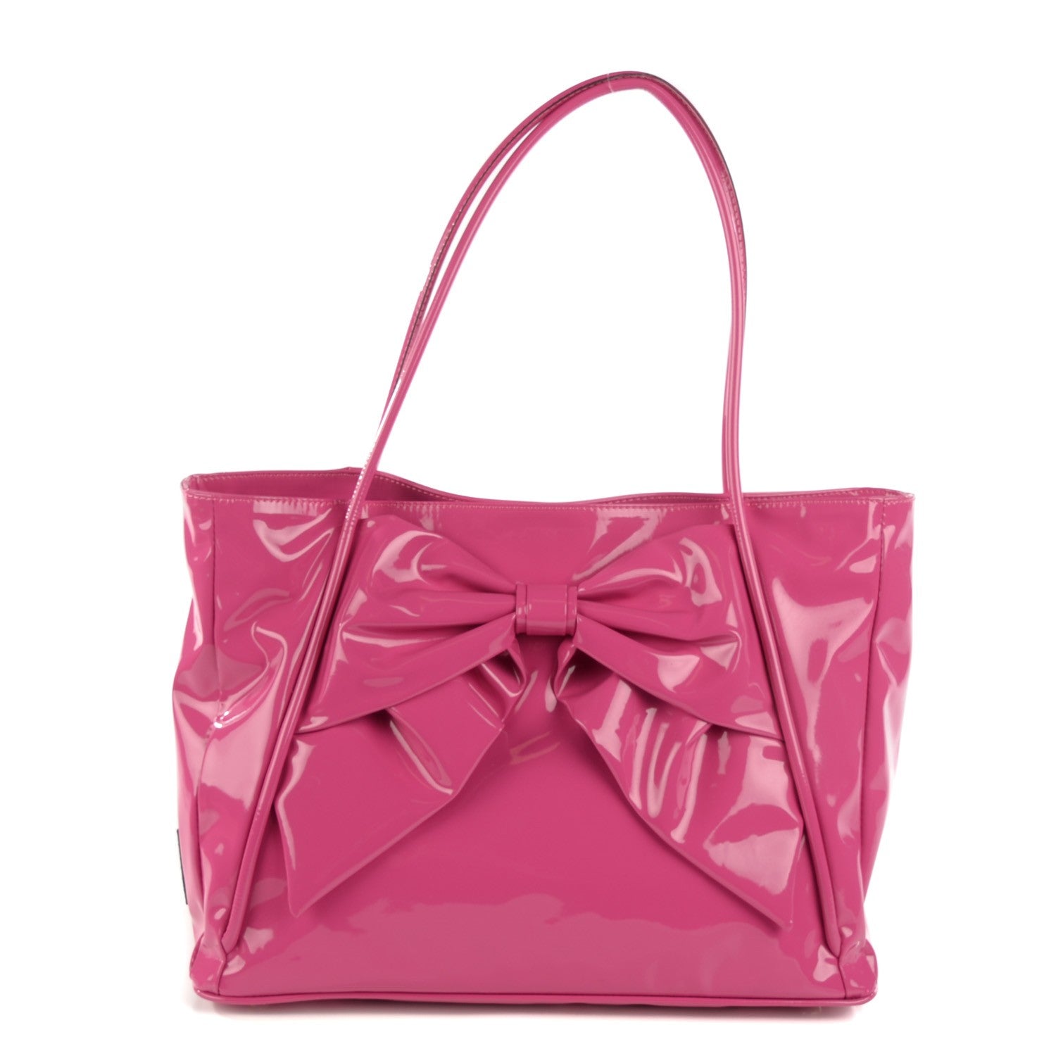 Valentino Garavani Patent Lacca Bow Tote Pop Fuxia 1 of 9