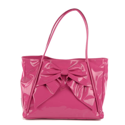 Valentino Garavani Patent Lacca Bow Tote Pop Fuxia 1 of 9