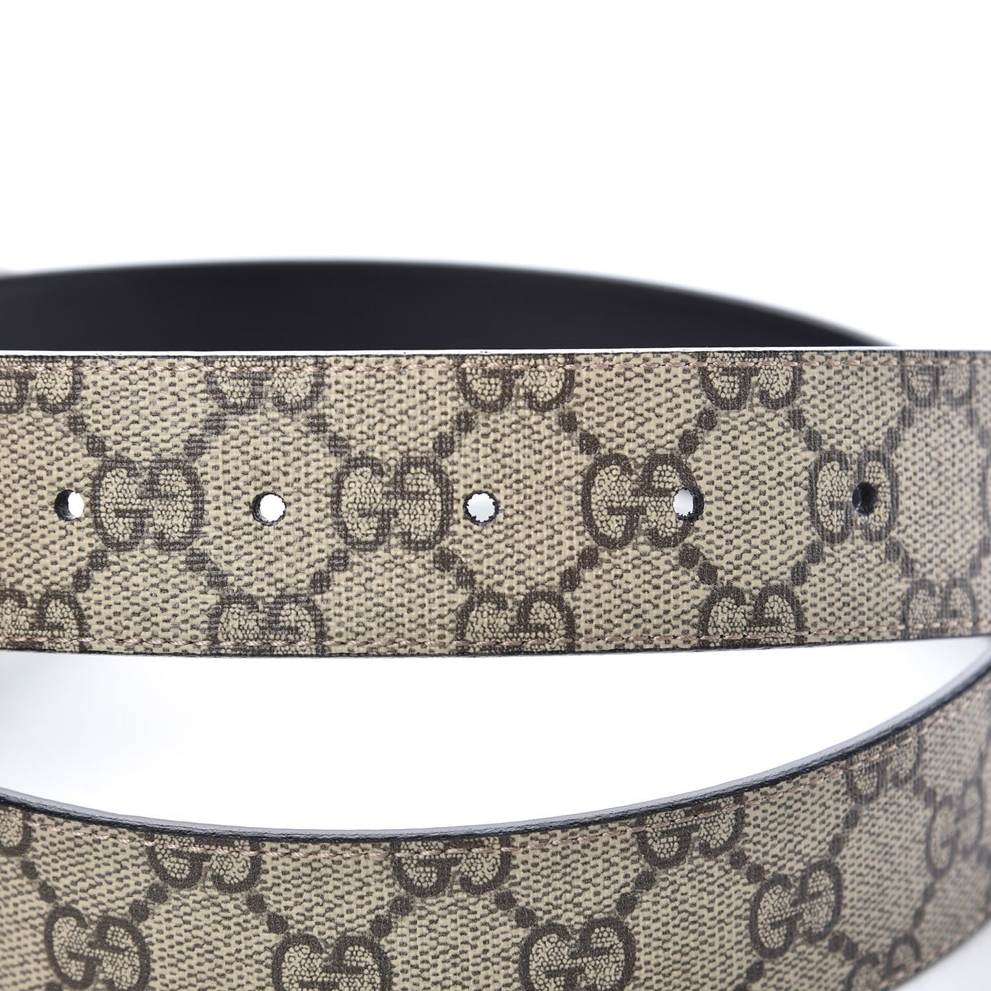 GG Supreme Monogram Selleria Interlocking G 37mm Belt 85 34 Beige Ebony Black