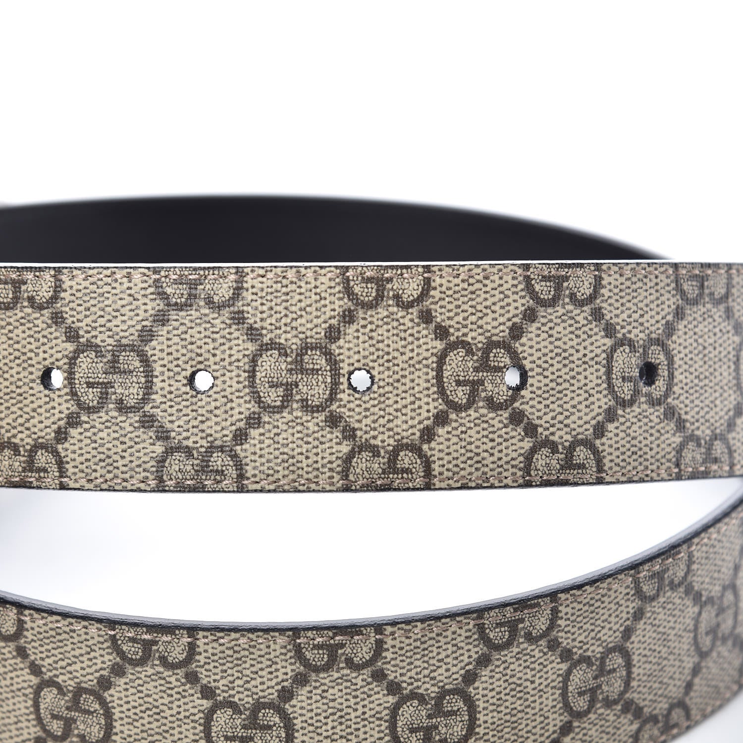 Gucci GG Supreme Monogram Selleria Interlocking G 37mm Belt 85 34 Beige Ebony Black 4 of 6