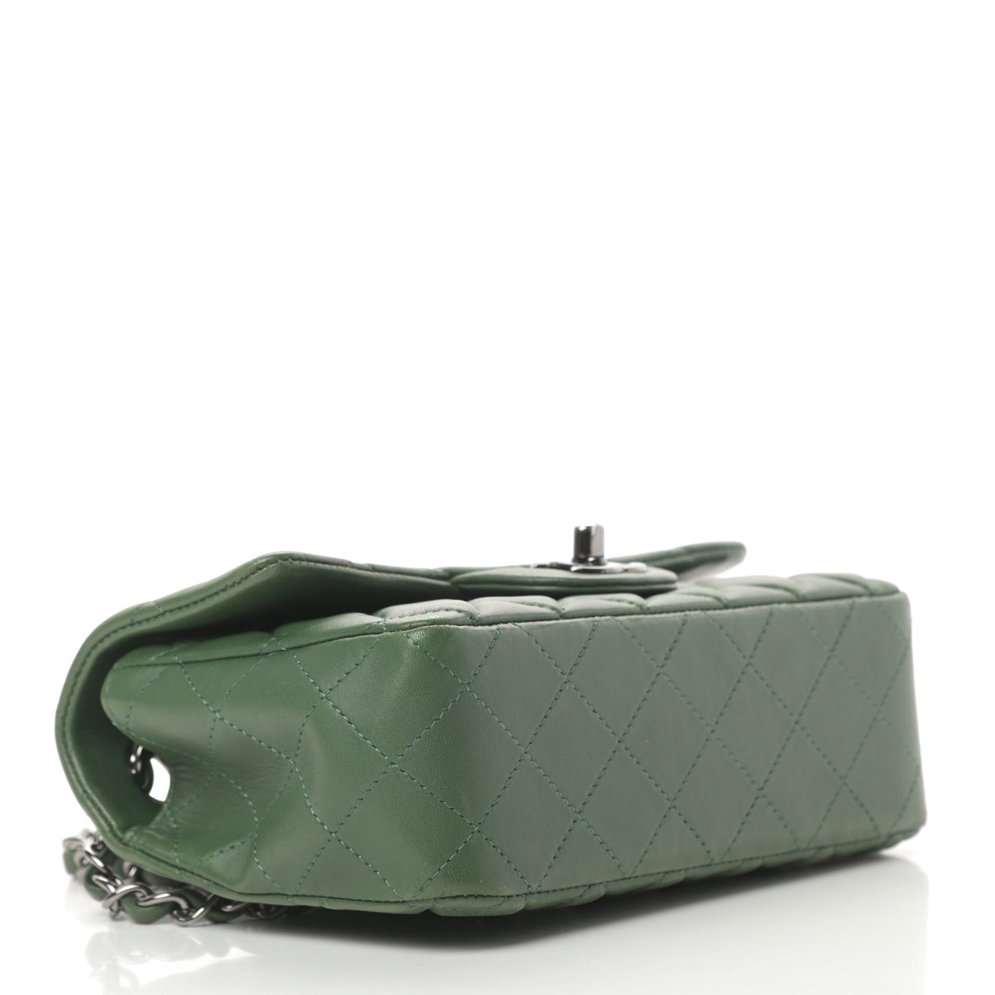 Lambskin Quilted Mini Rectangular Flap Green