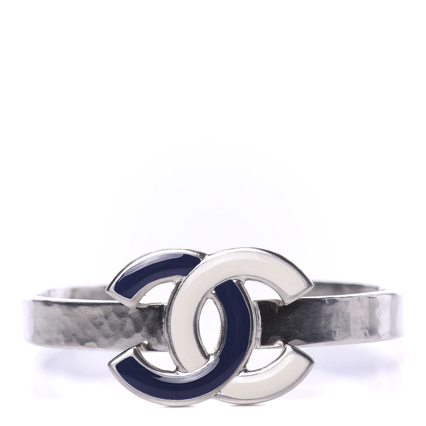 Hammered CC Cuff Silver Blue White