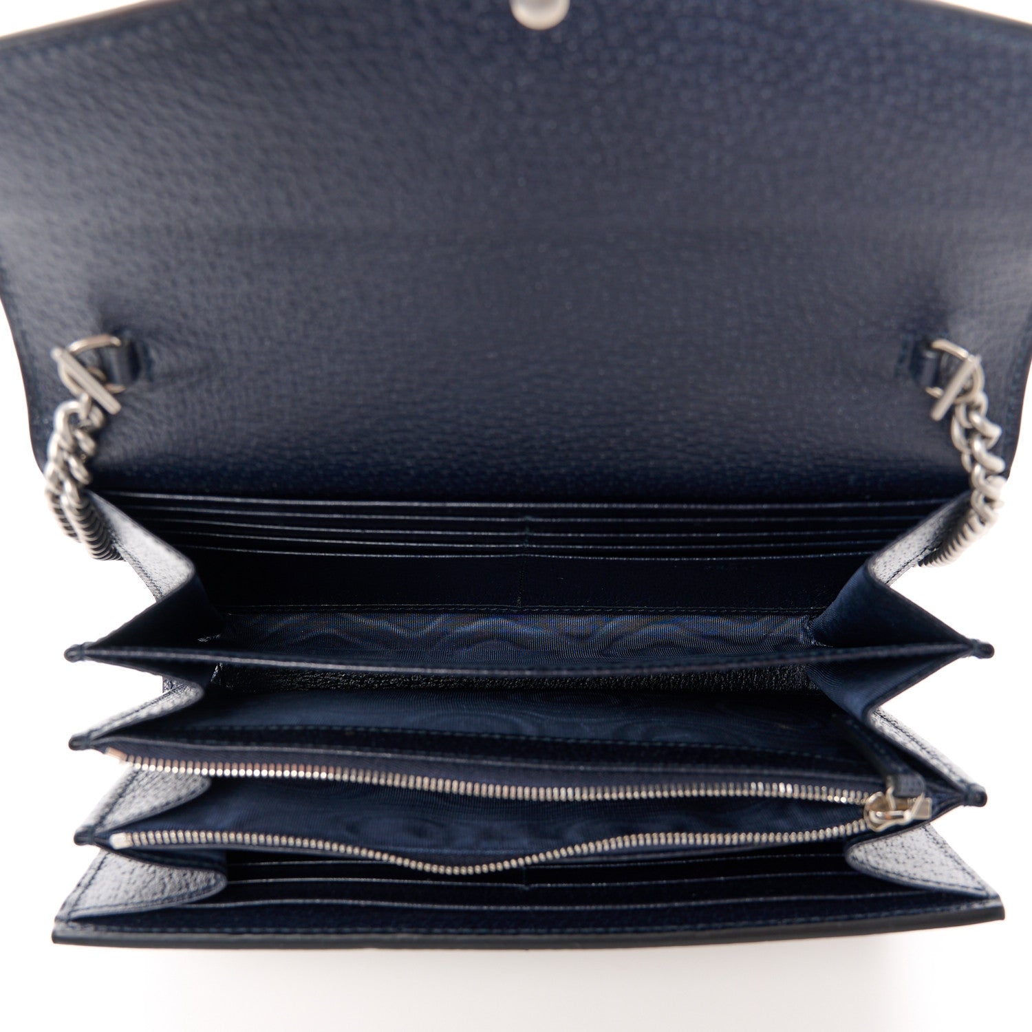 Gucci GG Supreme Monogram Textured Dollar Calfskin Mini Dionysus Chain Wallet Beige Blue 5 of 11