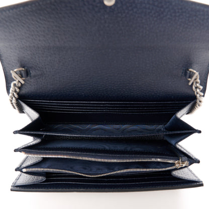 Gucci GG Supreme Monogram Textured Dollar Calfskin Mini Dionysus Chain Wallet Beige Blue 5 of 11