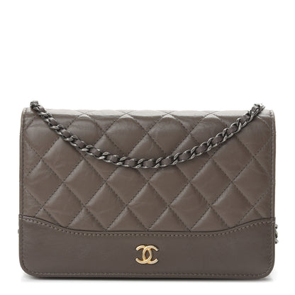 Chanel Aged Calfskin Quilted Gabrielle Wallet On Chain WOC Grey 1 of 12