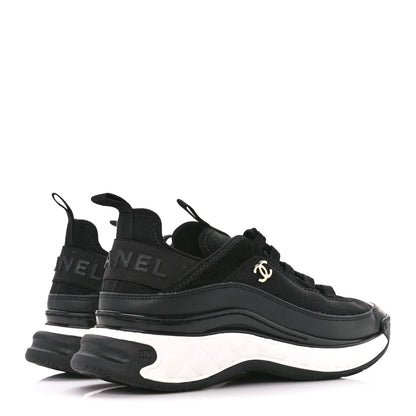 Chanel Velvet Calfskin Mixed Fibers CC Sneakers 38.5 Black 4 of 8