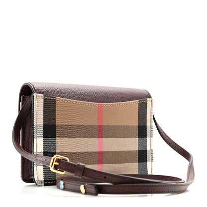 Burberry Grained Calfskin House Check Tartan Mix Hampshire Wallet On Chain Mahogany Red 3 of 9