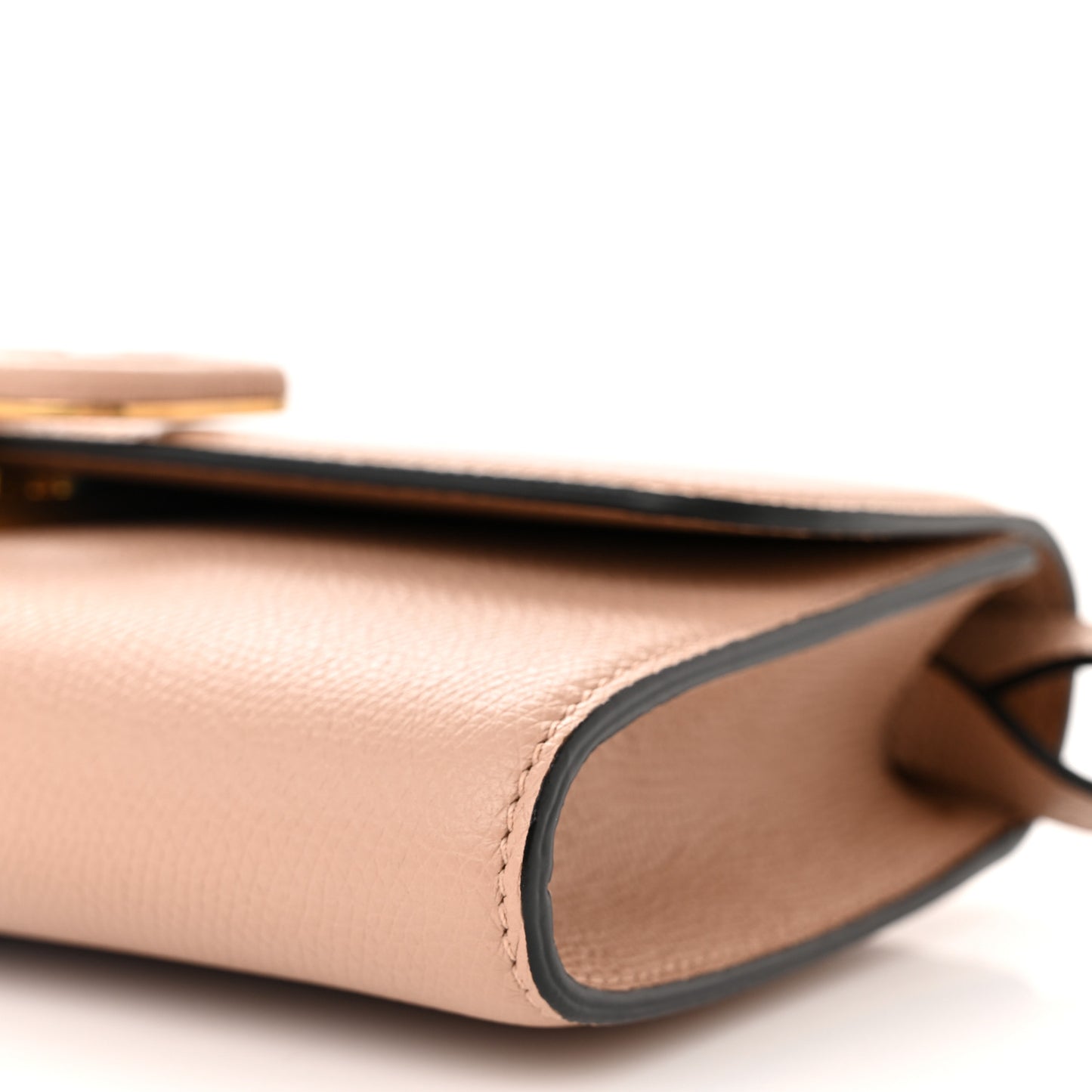 Grained Calfskin VSling Clutch With Shoulder Strap Rose Cannelle