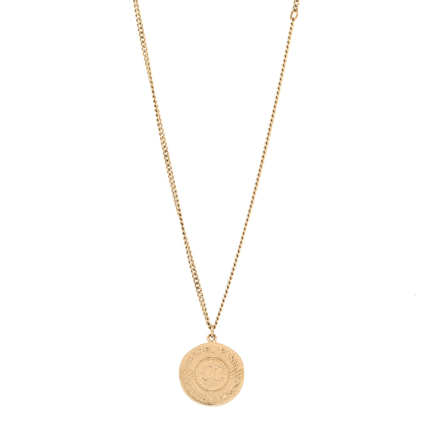 Medallion CC Rue Cambon Chain Necklace Gold