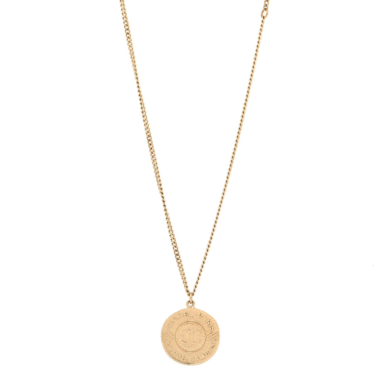 Chanel Medallion CC Rue Cambon Chain Necklace Gold 1 of 4