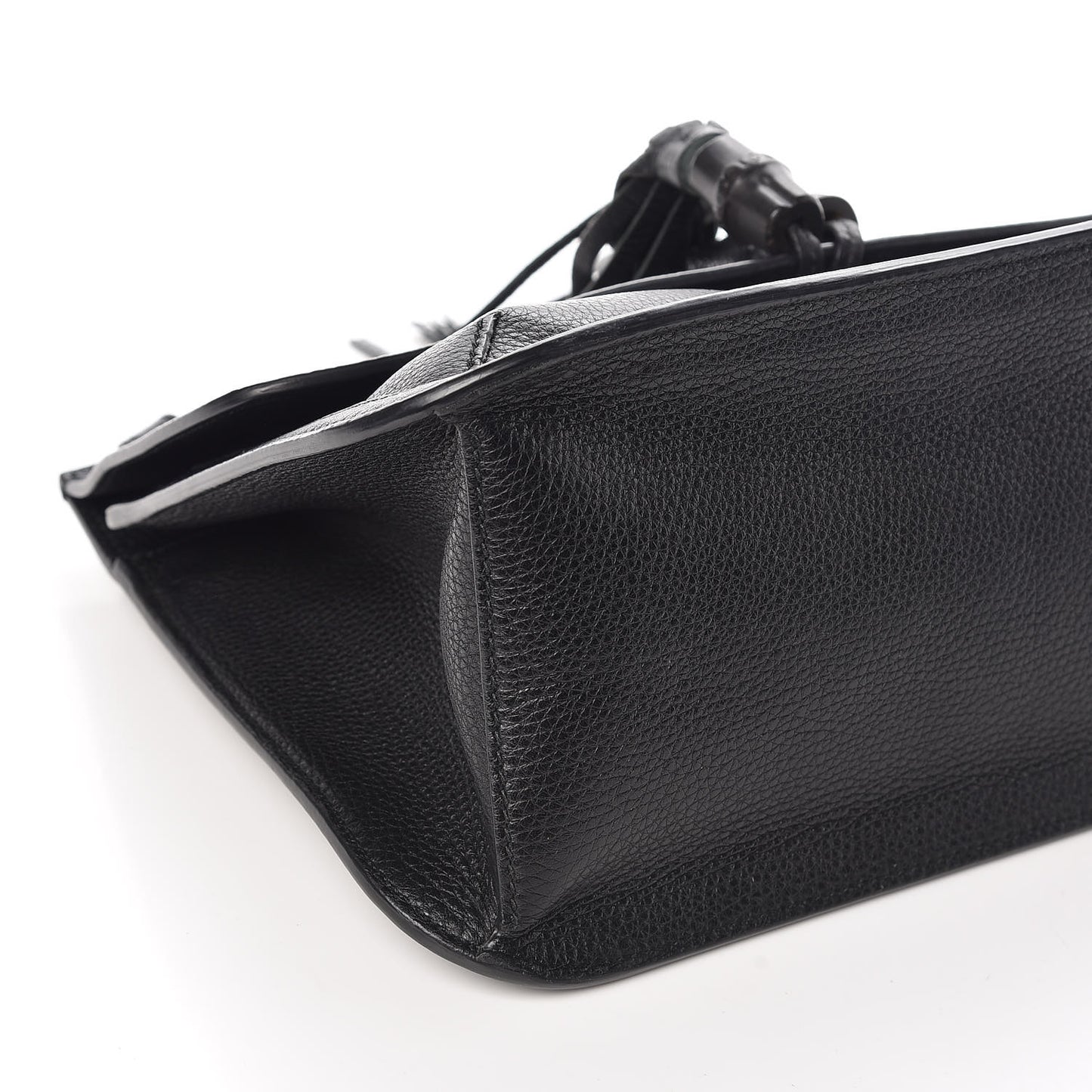 Pebbled Calfskin Medium Bamboo Daily Flap Shoulder Bag Black