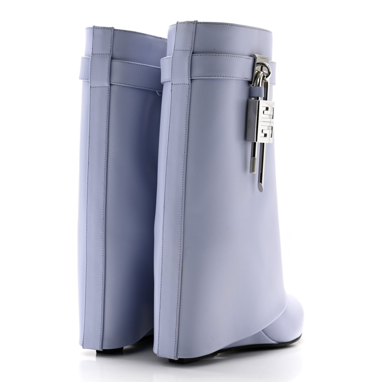 Calfskin Shark Lock Ankle Boots 38.5 Lavender