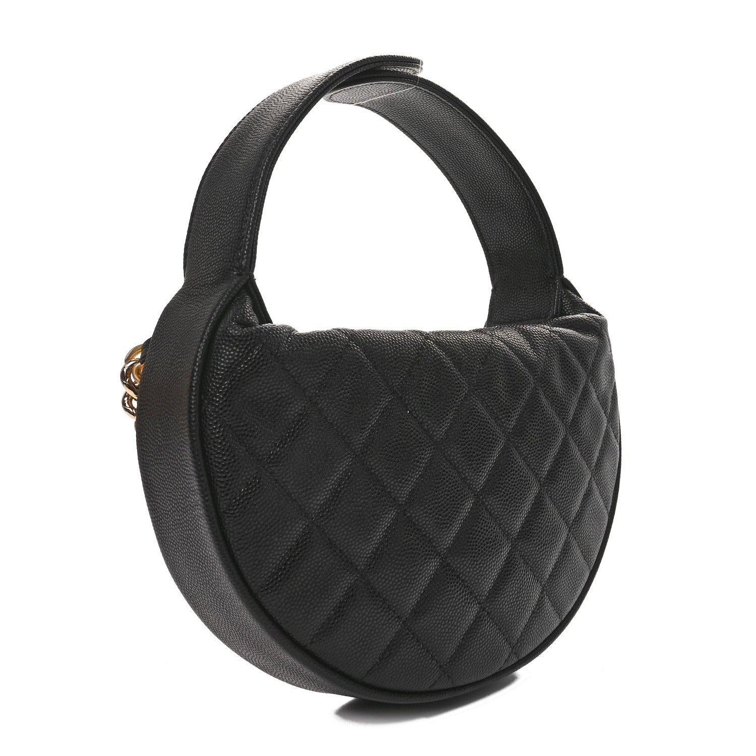 Chanel Shiny Caviar Quilted Bow Pouch Hobo Black 2 of 11