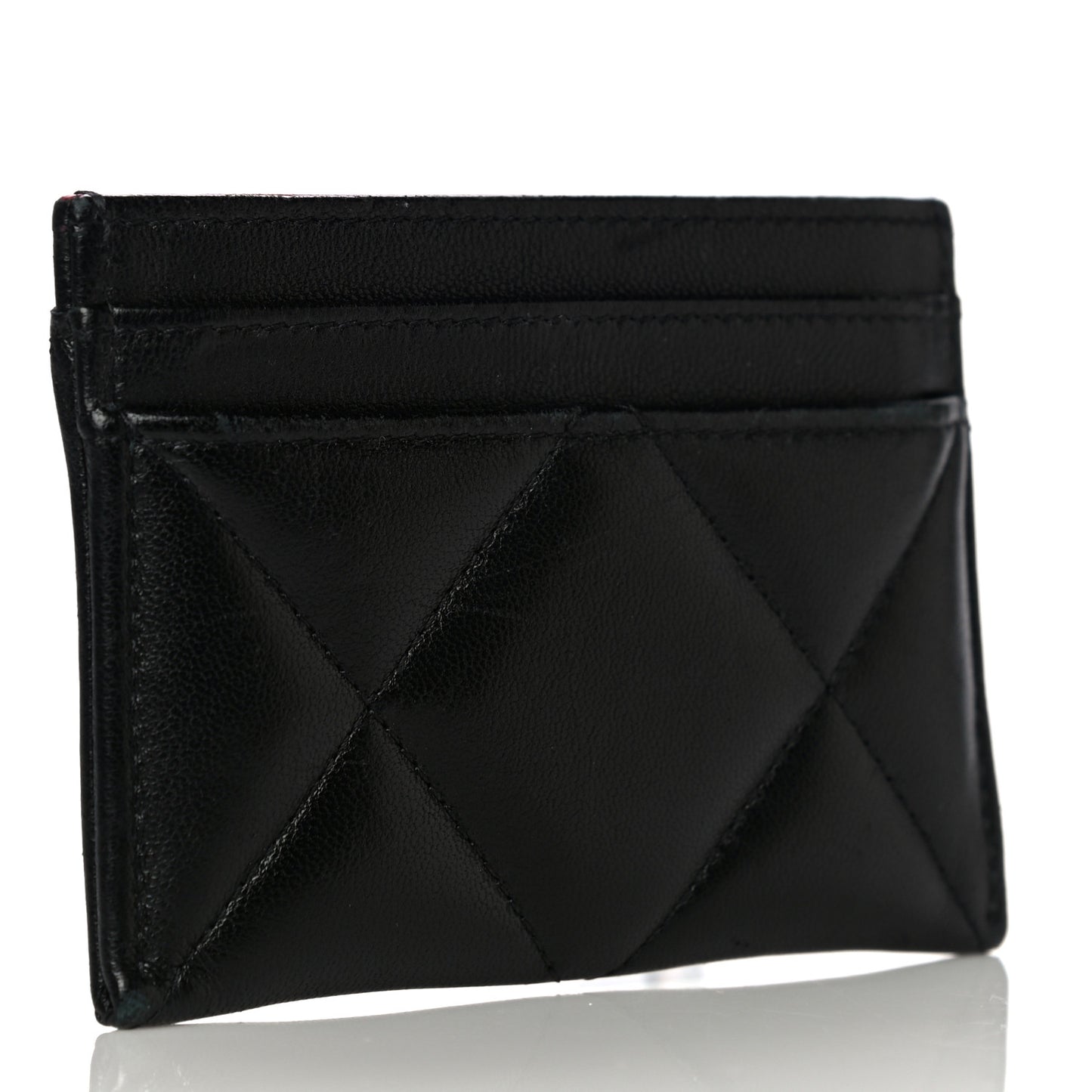 Lambskin Quilted Chanel 19 Card Holder Black