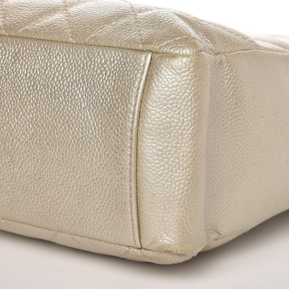 Chanel Metallic Caviar Quilted Petit Shopping Tote PST Pearl 11 of 12