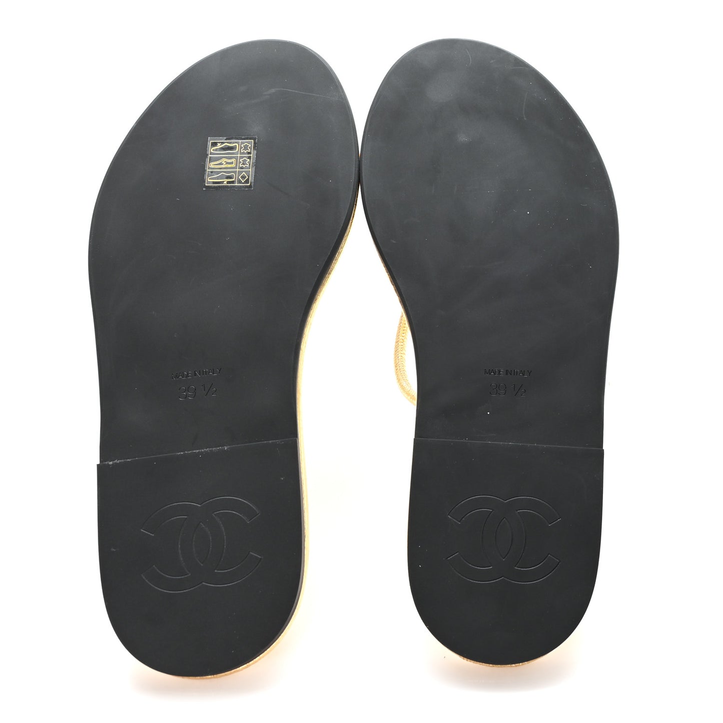 Crackled Laminated Calfskin Thong Flat Sandals 39.5 Gold