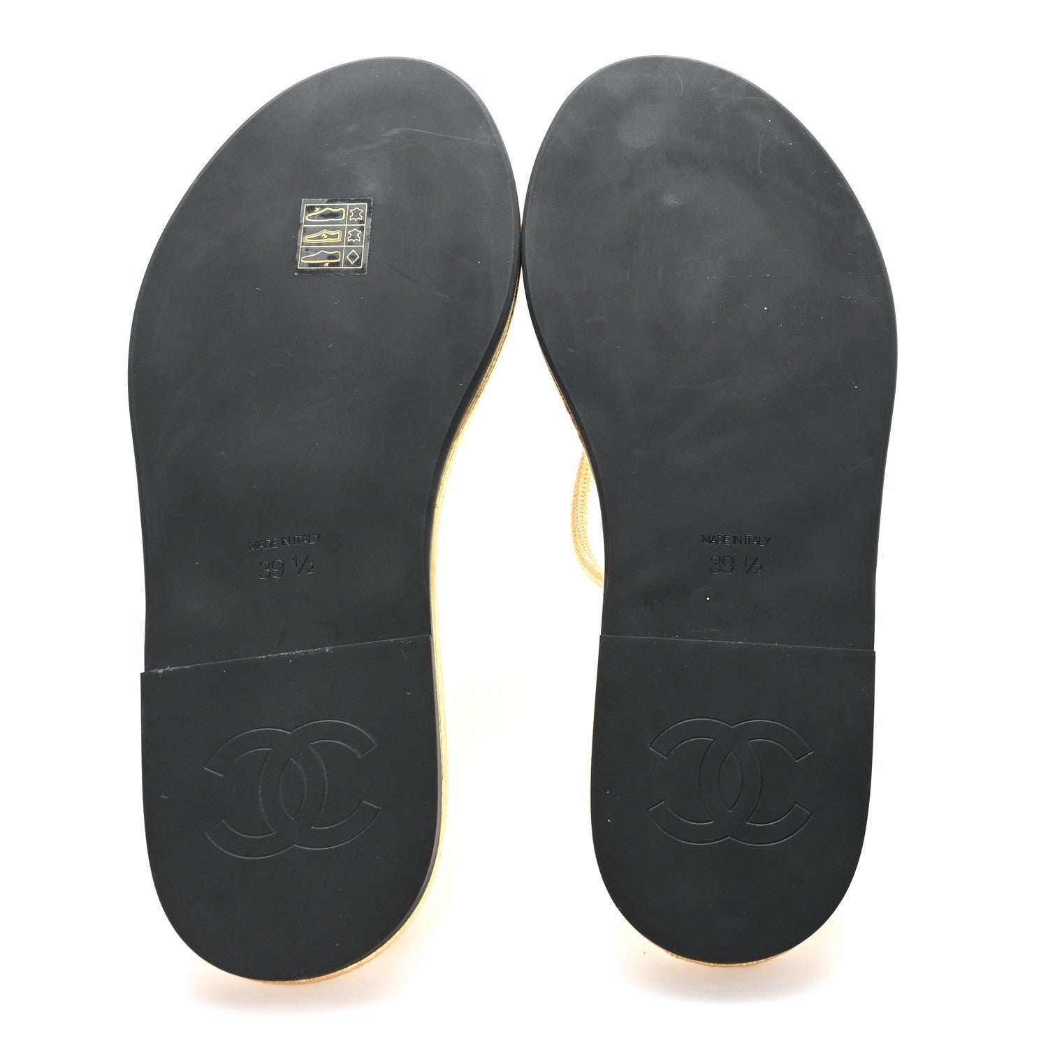Chanel Crackled Laminated Calfskin Thong Flat Sandals 39.5 Gold 6 of 9