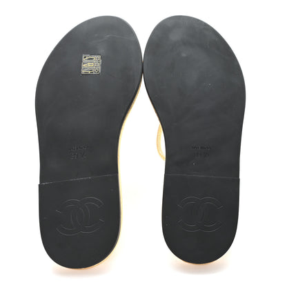 Chanel Crackled Laminated Calfskin Thong Flat Sandals 39.5 Gold 6 of 9