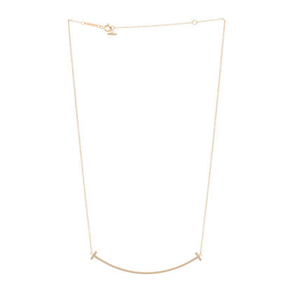 Tiffany 18K Rose Gold Large T Smile Pendant Necklace 3 of 4