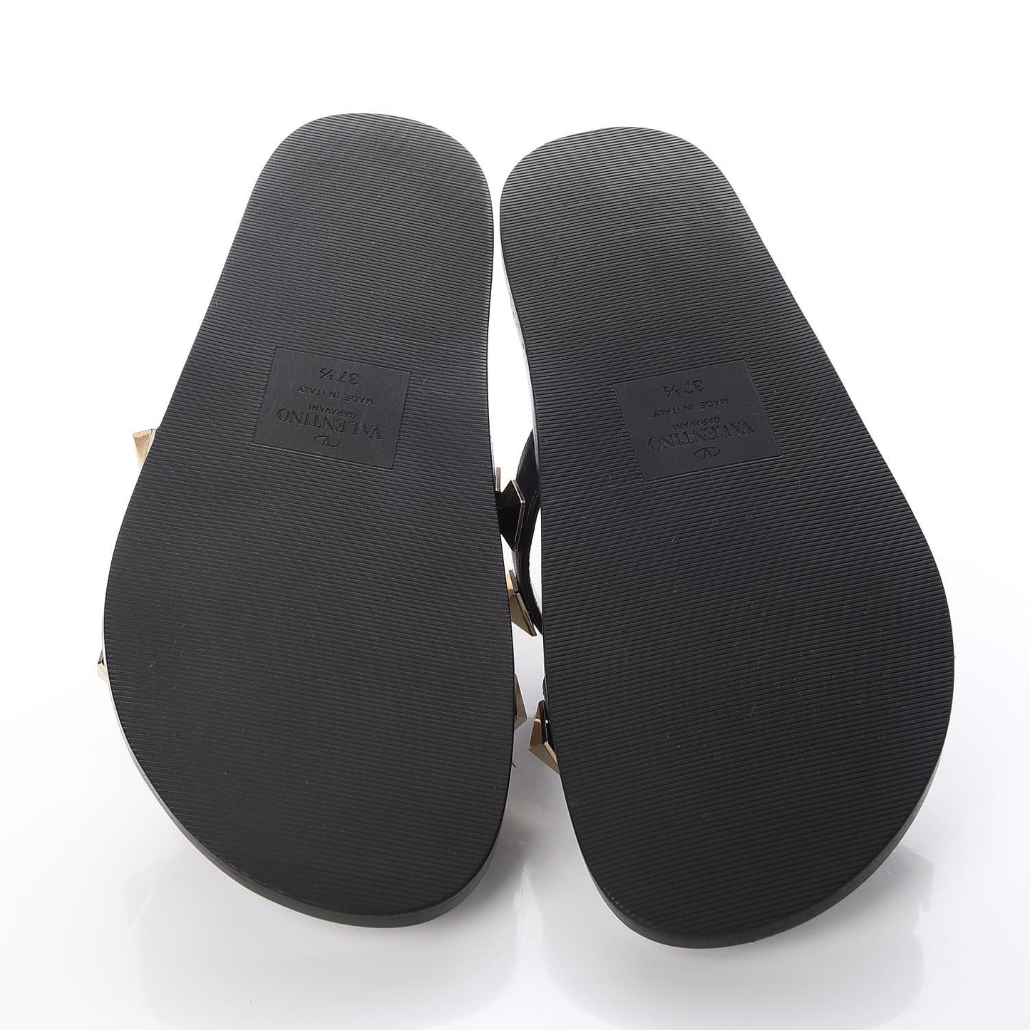 Vitello Macro Rockstud Lock Slide Sandals 37.5 Black