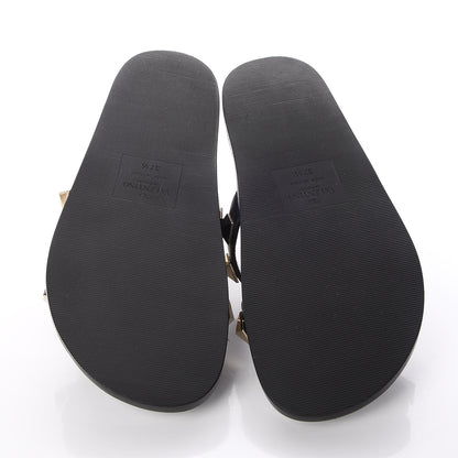 Valentino Garavani Vitello Macro Rockstud Lock Slide Sandals 37.5 Black 5 of 10