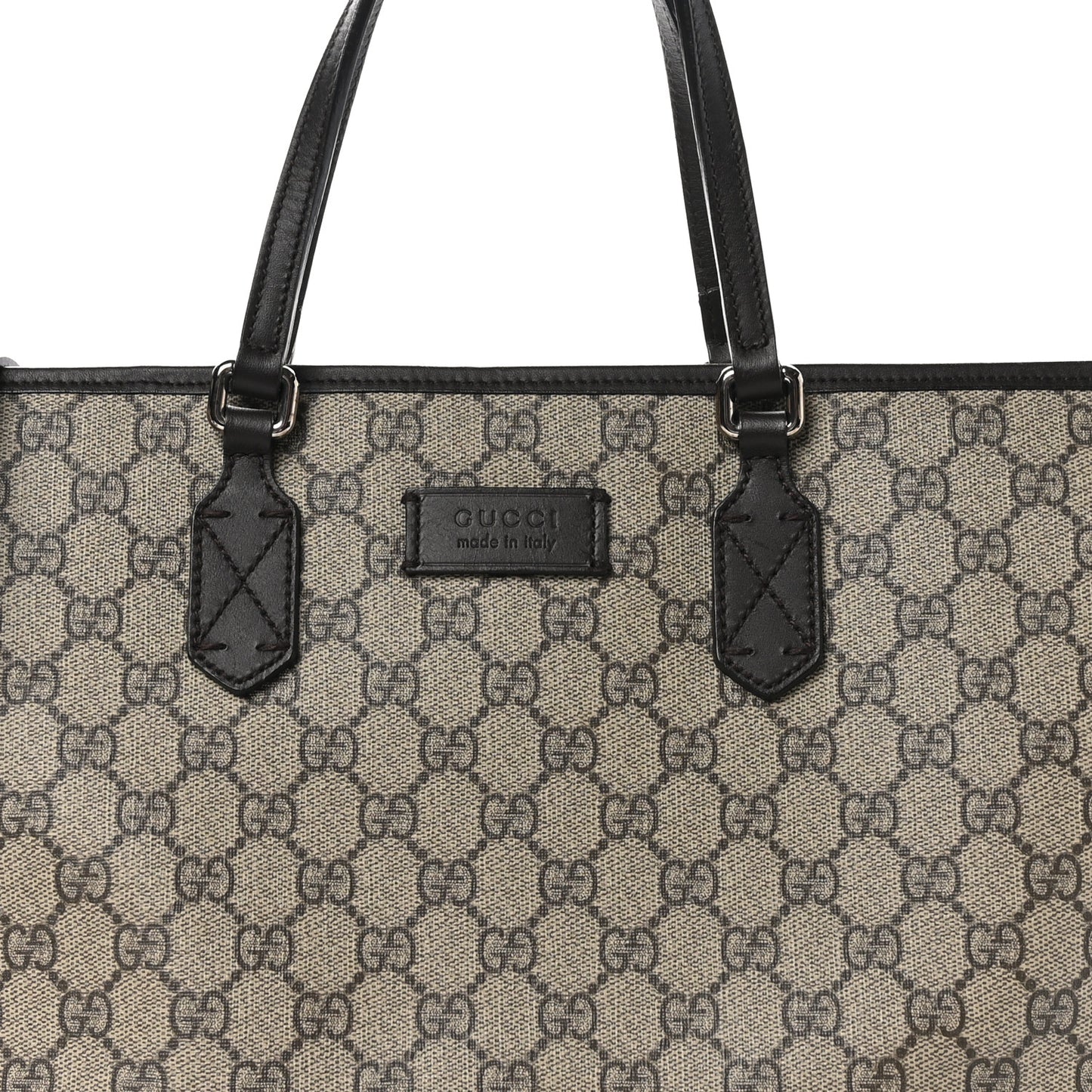 GG Supreme Monogram Medium Zippered Tote Dark Brown
