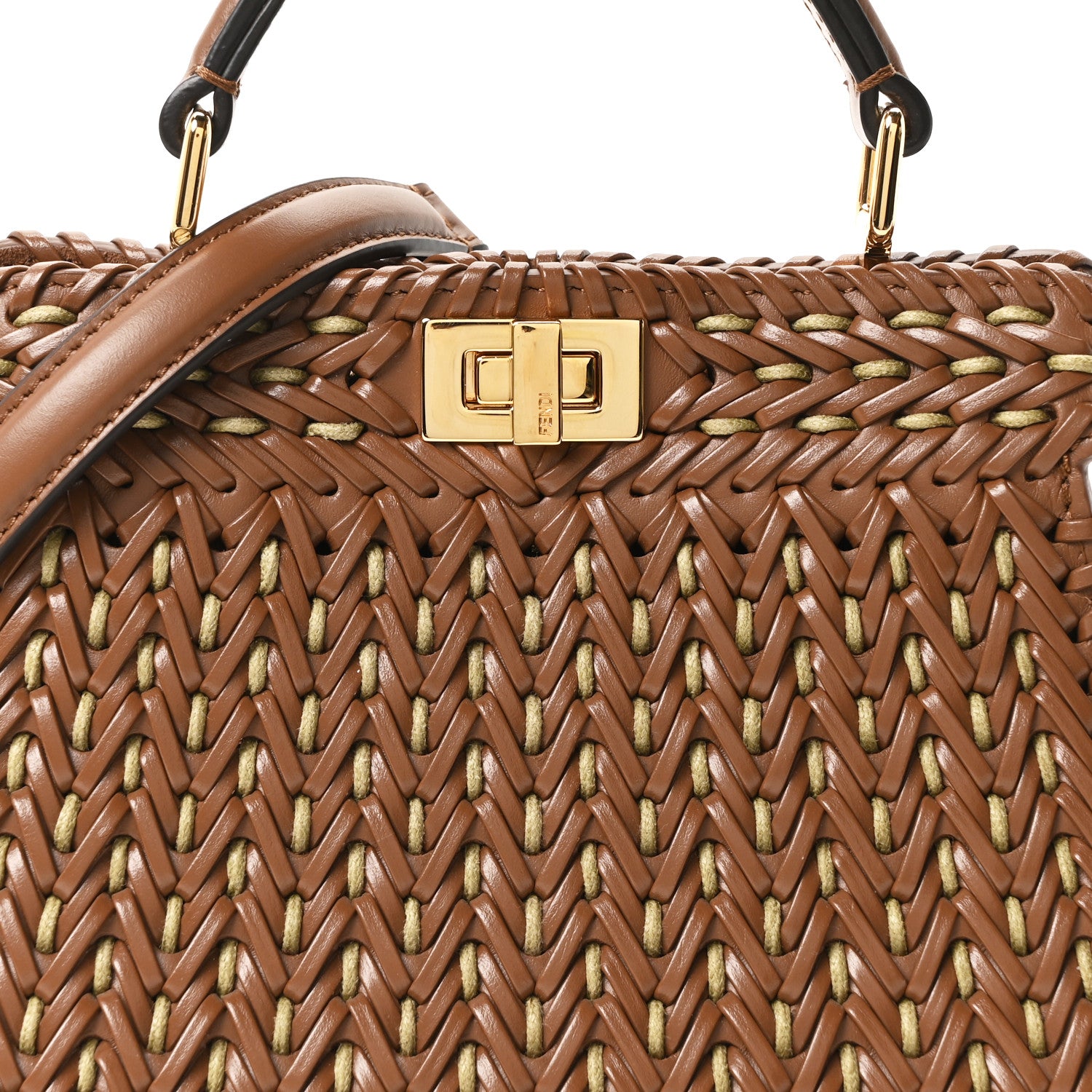 Fendi Vitello King Shiny Nappa Intreccio Petite Peekaboo I SEE U Satchel Gianduia 9 of 11