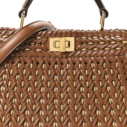 Fendi Vitello King Shiny Nappa Intreccio Petite Peekaboo I SEE U Satchel Gianduia 9 of 11