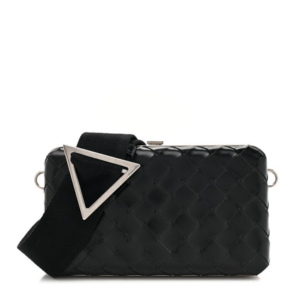 Bottega Veneta Spazzolato Intrecciato Mens Crossbody Messenger Case Black 1 of 9
