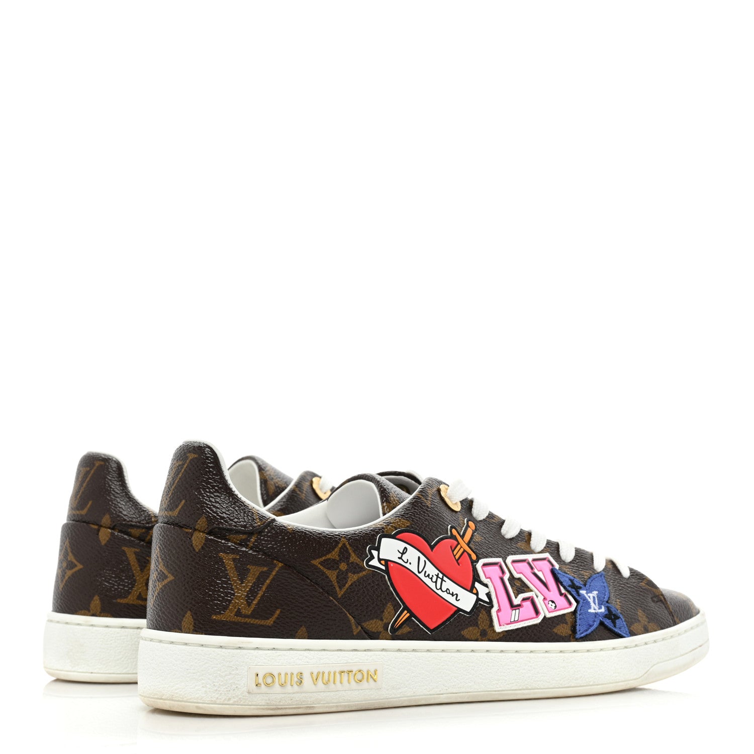 Louis Vuitton Calfskin Monogram LV Black Heart Sneakers 38 Cacao 5 of 11