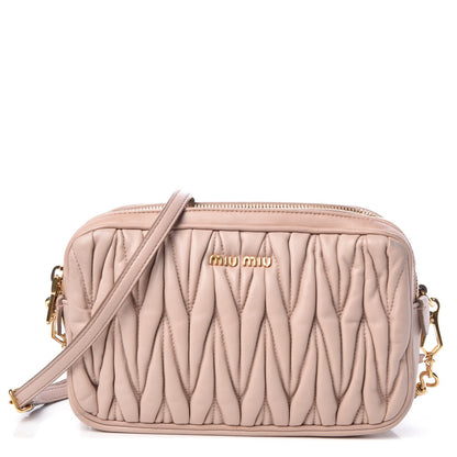 Miu Miu Nappa Matelasse Double Zip Chain Shoulder Bag Cammeo 1 of 13