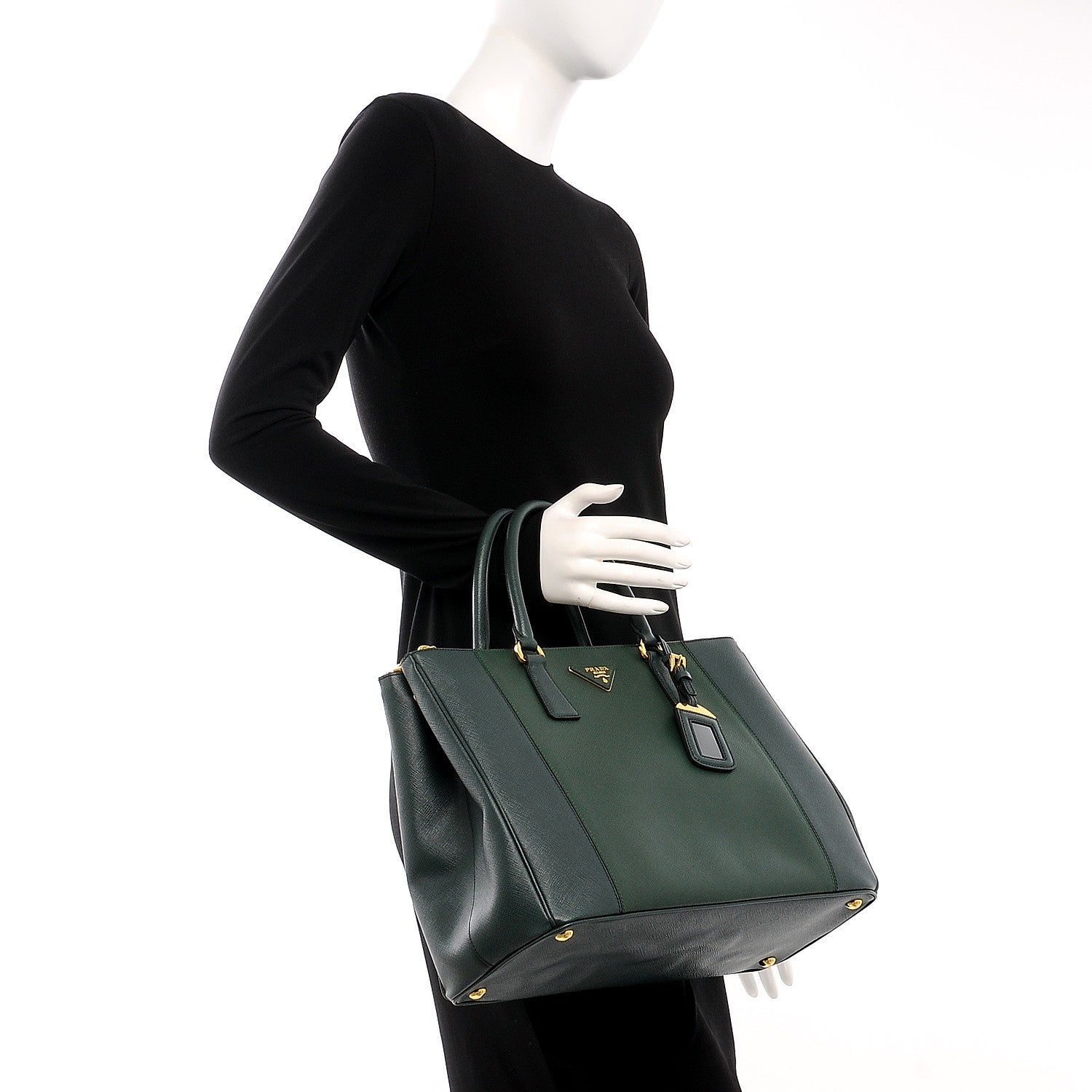 Prada Saffiano Lux Bi-Color Large Galleria Double Zip Tote Smeraldo Lauro 2 of 10