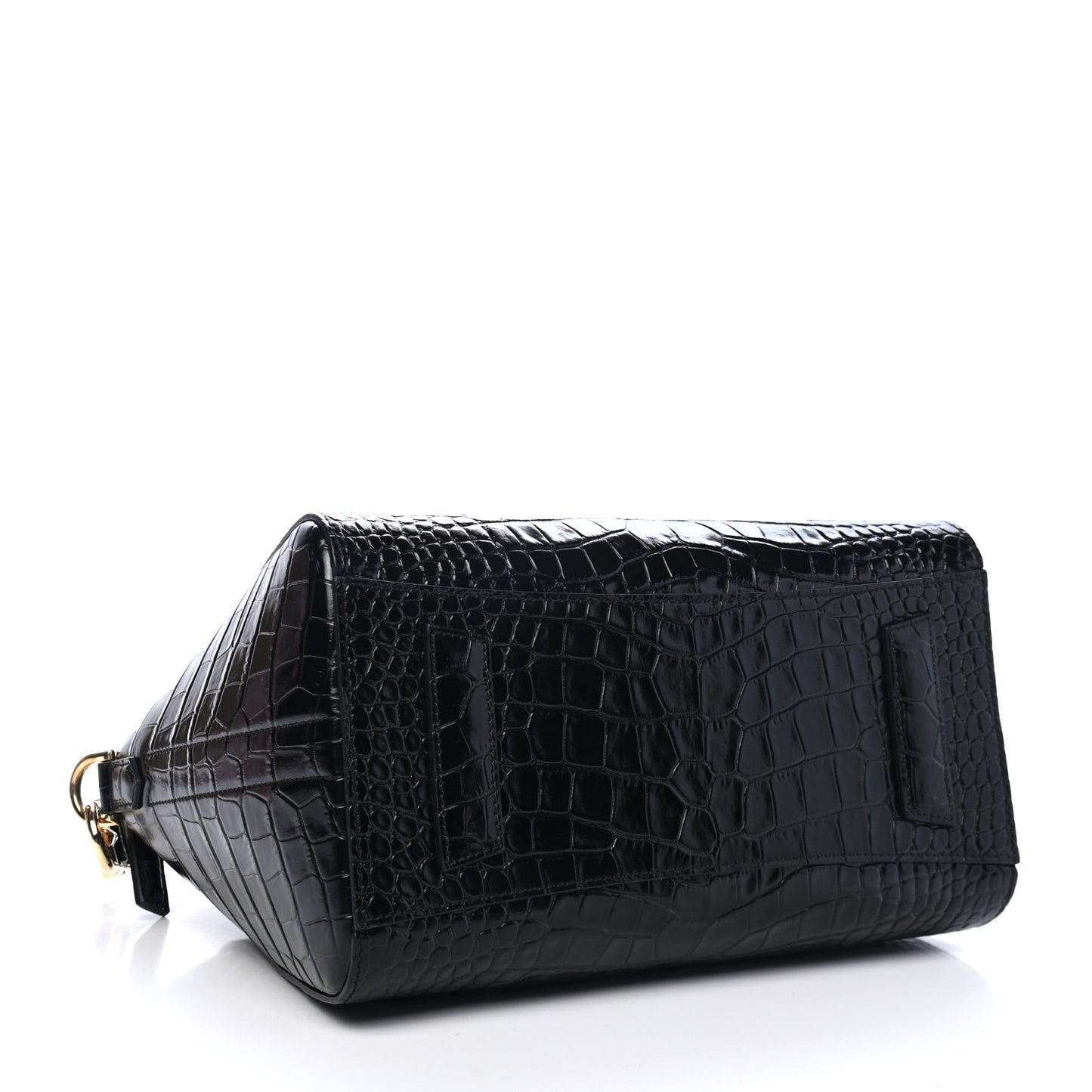 Calfskin Crocodile Embossed Small Antigona Black