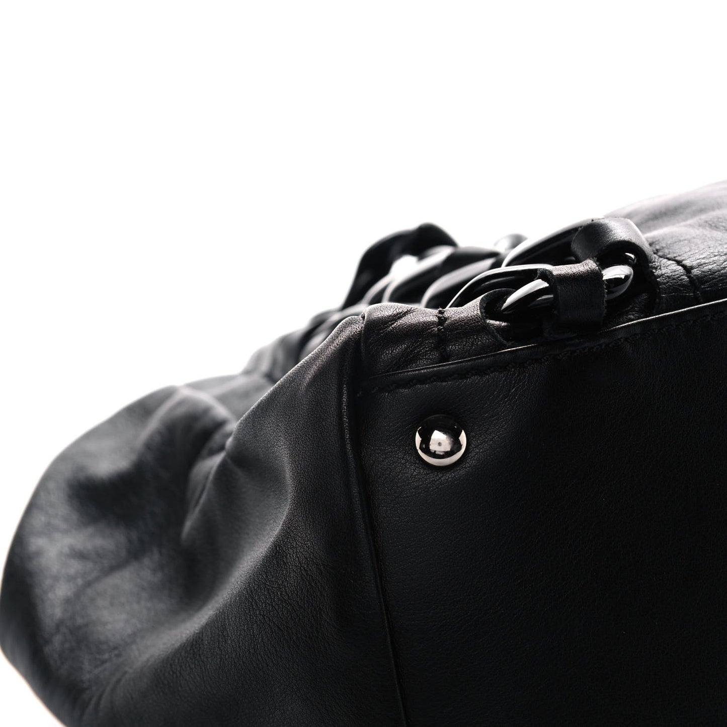 Calfskin Modern Chain Rhodoid East West Tote Black