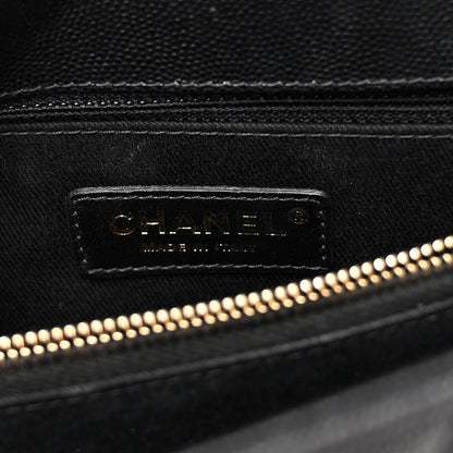Chanel Caviar Lizard Embossed Chevron Quilted Medium Coco Handle Flap Black 6 of 11