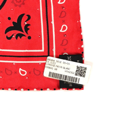 Hermes Silk Les Cles Bandana Scarf 55 Rouge White Black 3 of 3