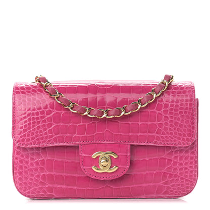 Chanel Shiny Alligator Mini Flap Pink 1 of 13