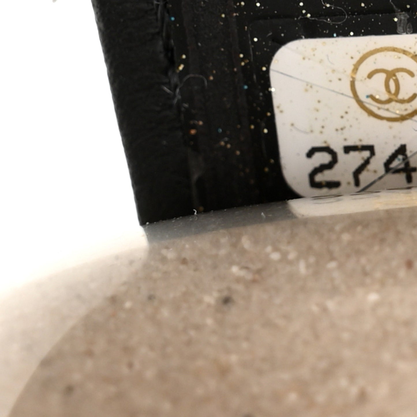 Lambskin PVC Sand By The Sea Flap With Pearl Strap Black