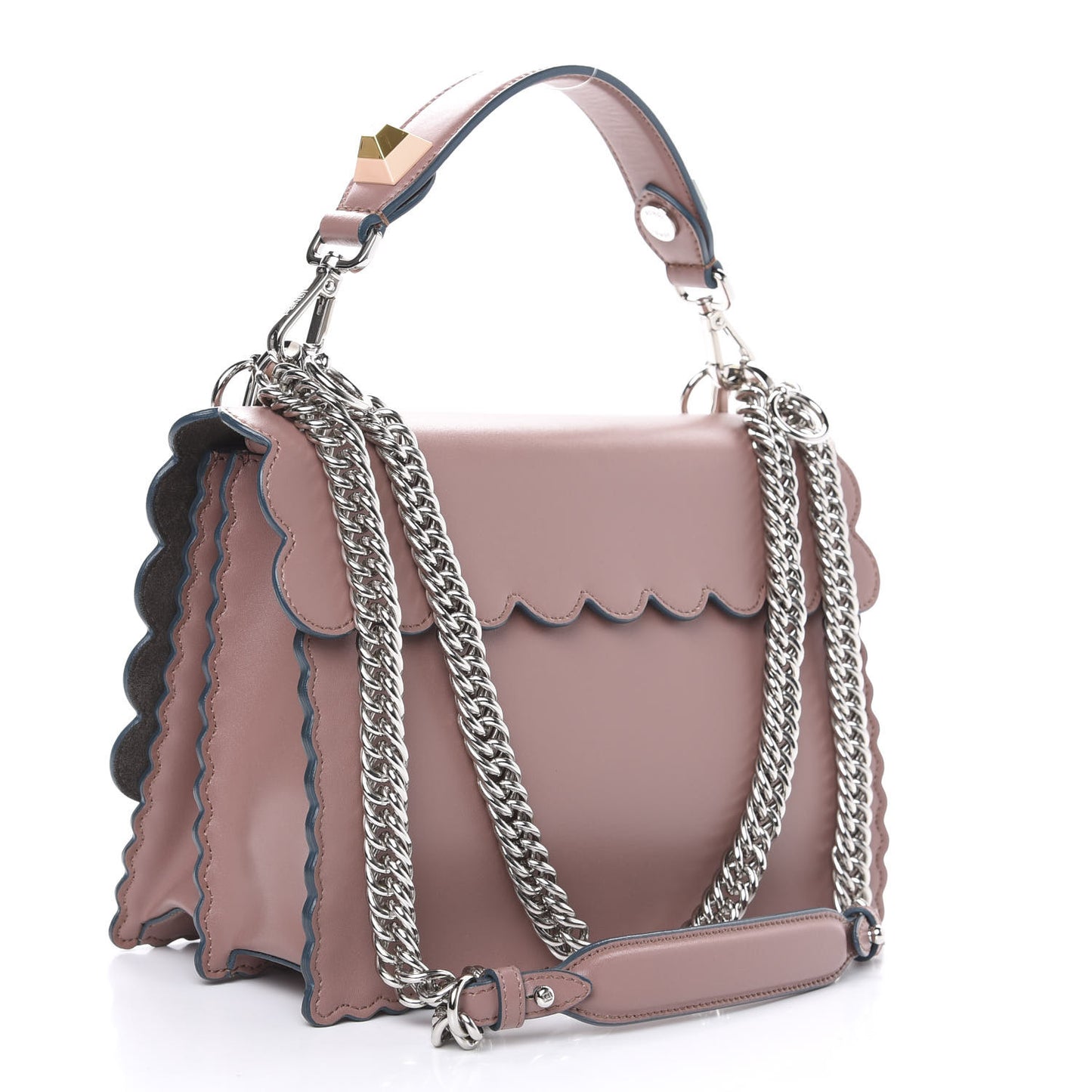 Vitello Liberty Scalloped Studded Kan I Shoulder Bag English Rose
