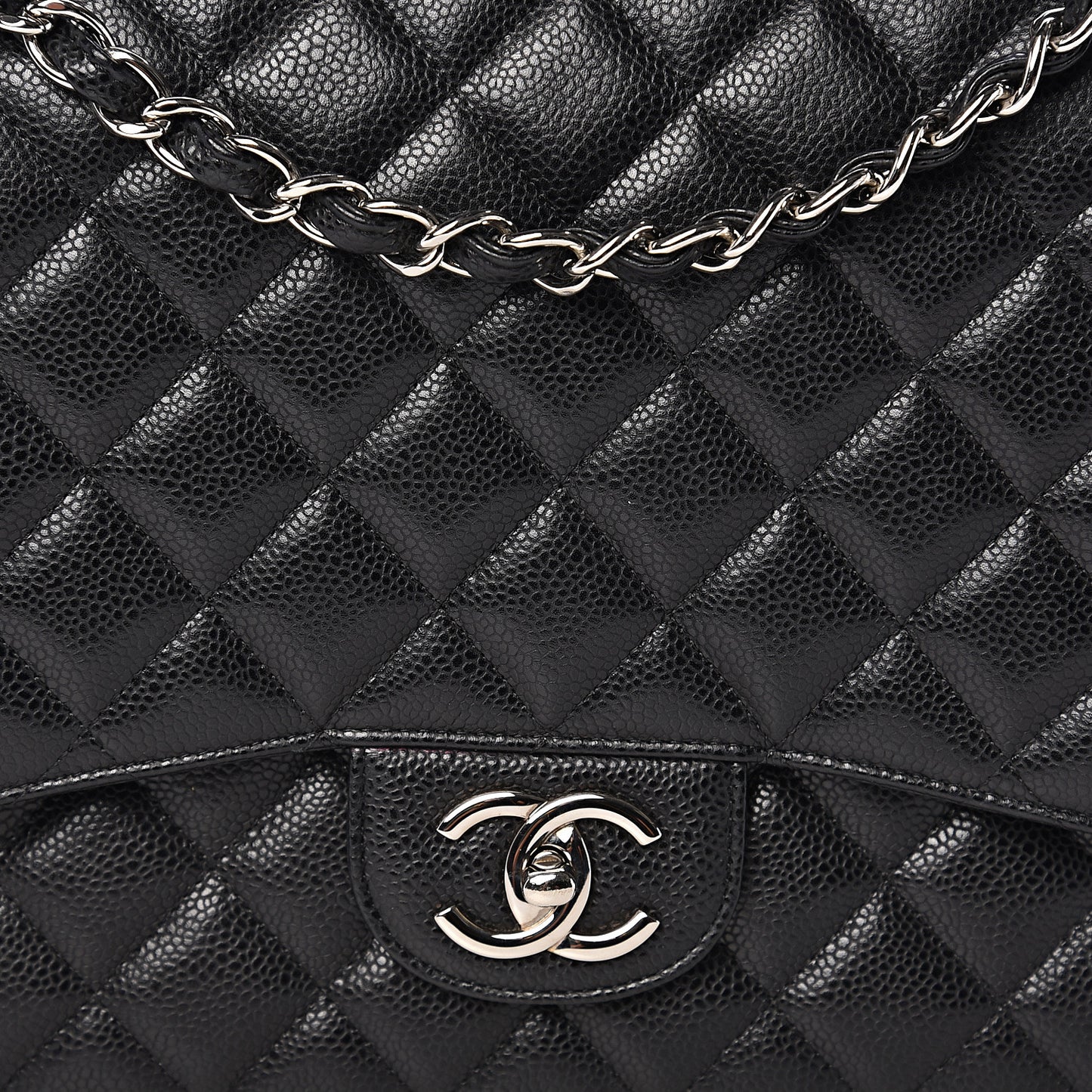Caviar Quilted Maxi Double Flap Black