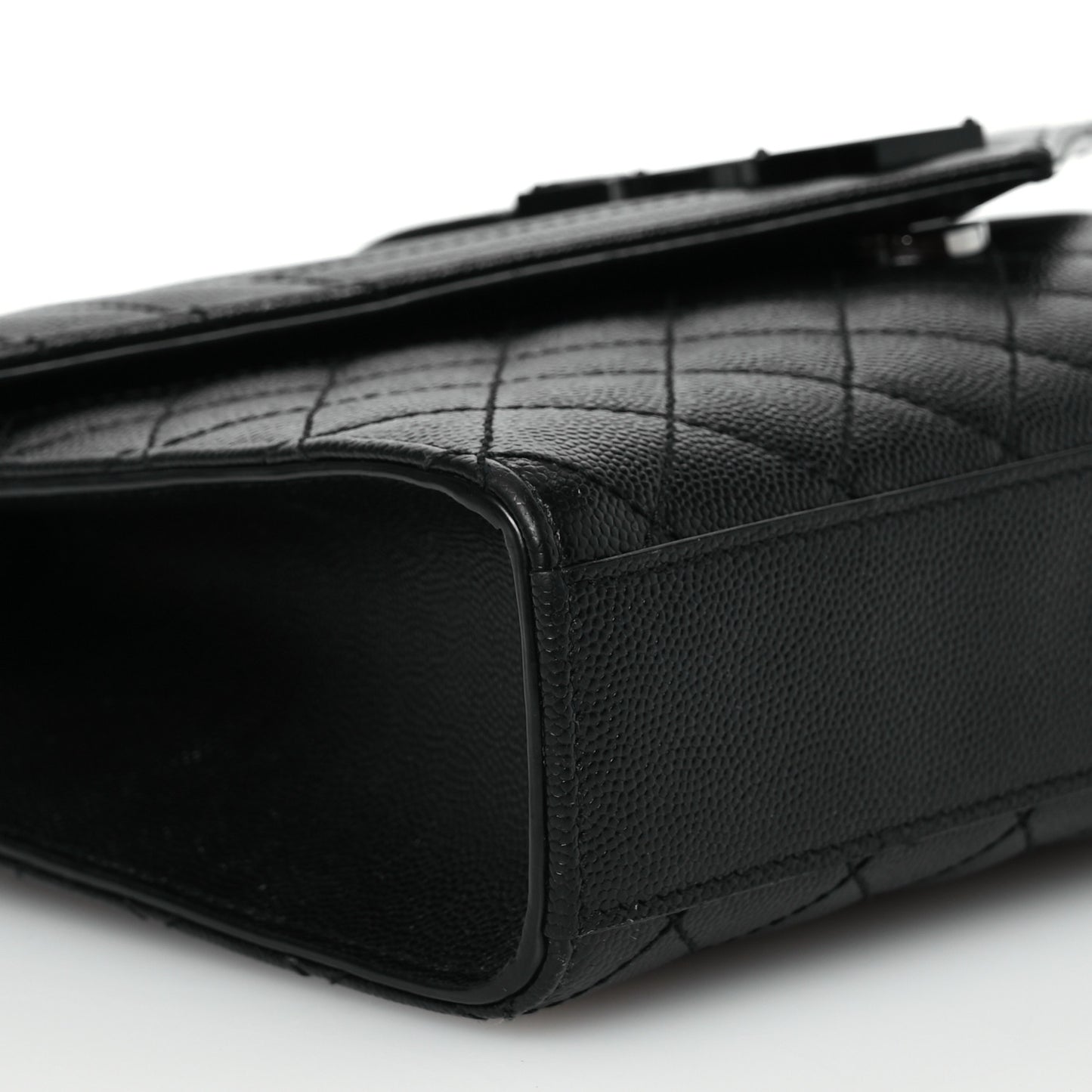 Grain De Poudre Textured Mixed Matelasse Triquilt Medium Monogram Monochrome Satchel Black