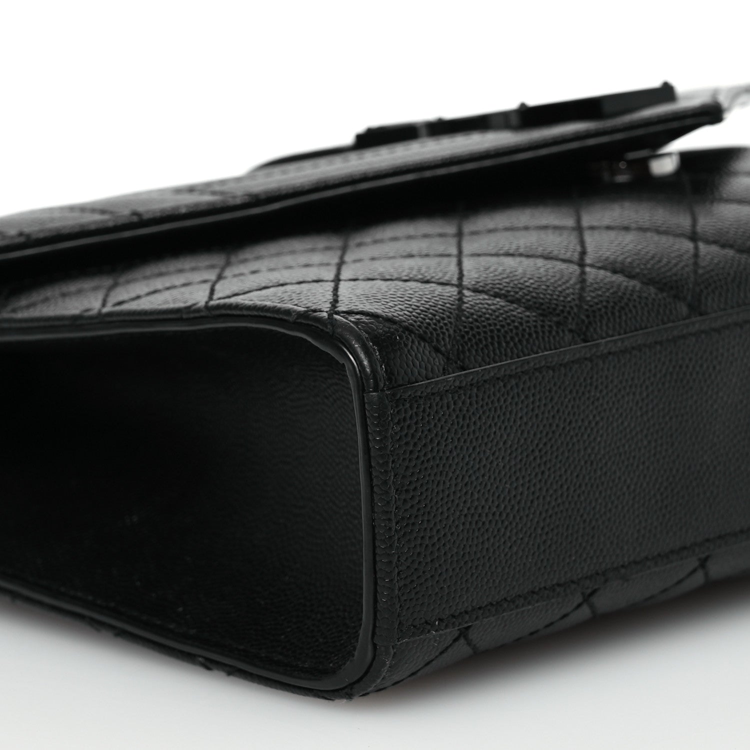 Saint Laurent Grain De Poudre Textured Mixed Matelasse Triquilt Medium Monogram Monochrome Satchel Black 9 of 11