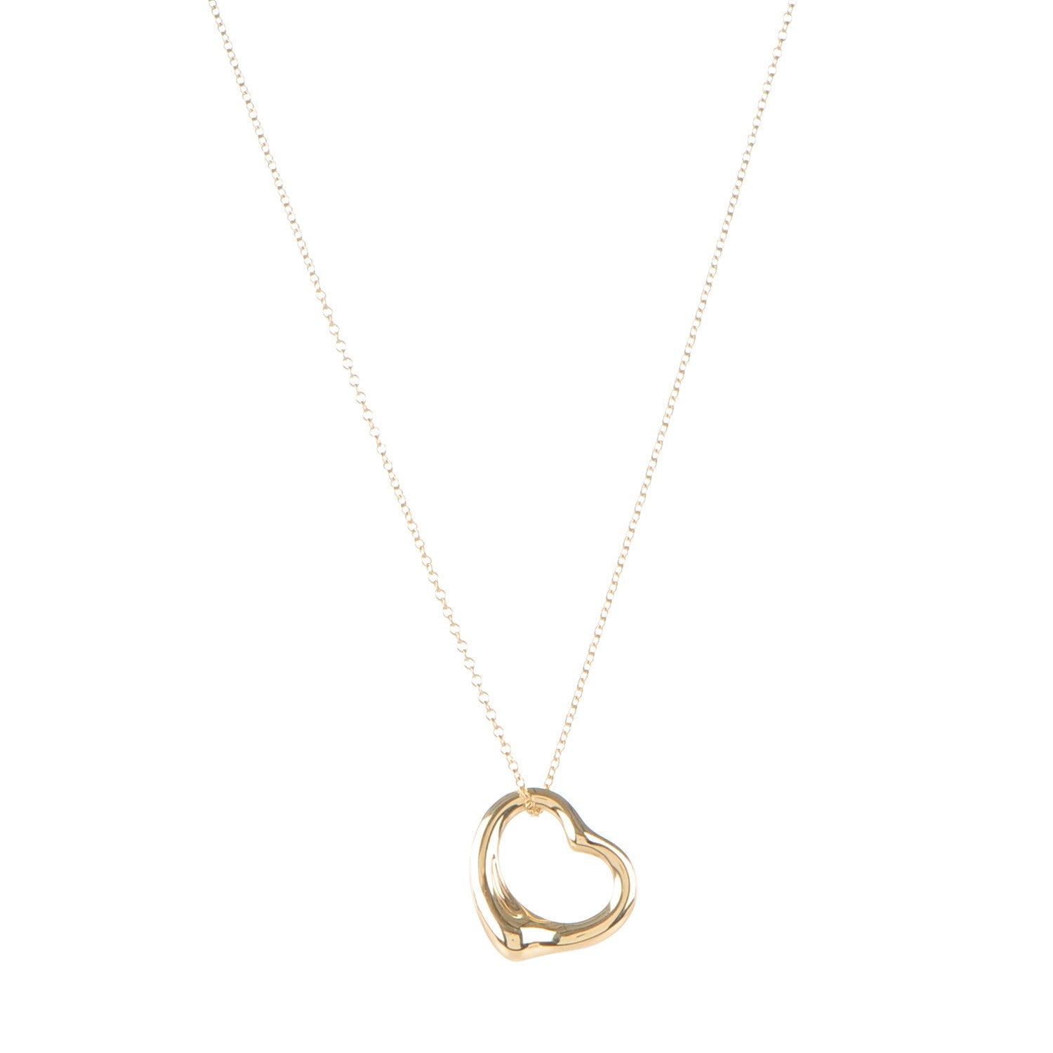 Tiffany 18K Yellow Gold Elsa Peretti Small Open Heart Pendant Necklace 1 of 6