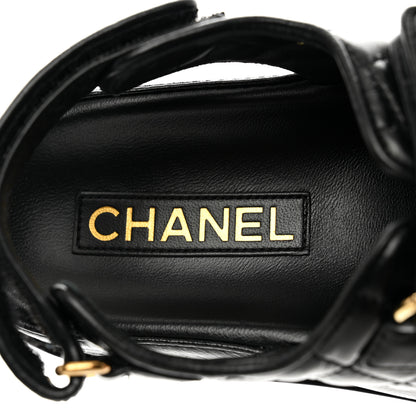 Chanel Lambskin Velcro Dad Sandals 38.5 Black 7 of 9